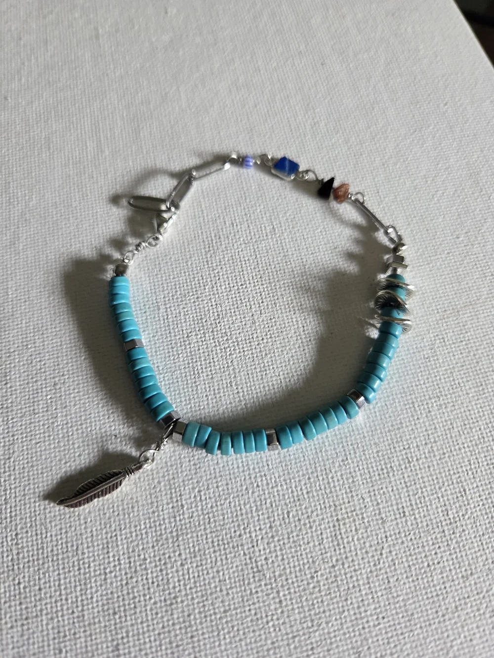 Blue Stone Silver Link Bracelet - Unbranded